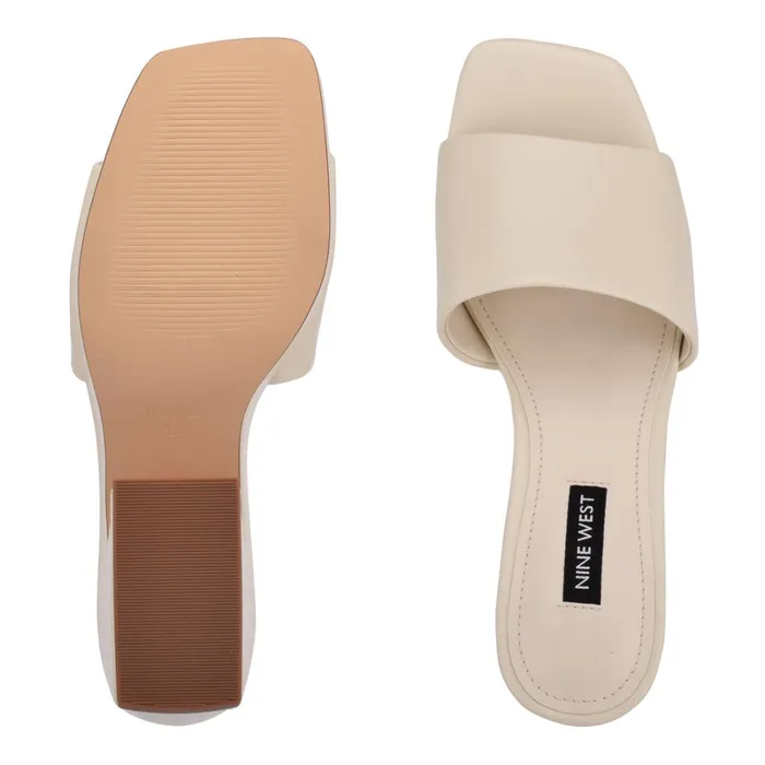 Oklee Platform Slide Sandals Chic Cream Women Nine West Mid Heels Oklee Platform Slide Sandals Chic Cream Women Nine West Mid Heels