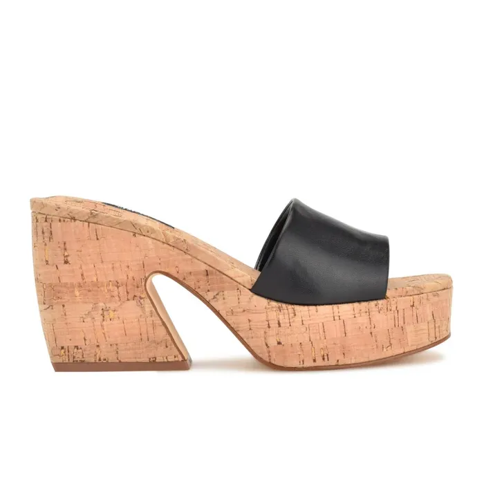 Oklee Platform Slide Sandals Jet Black Women Nine West Casual