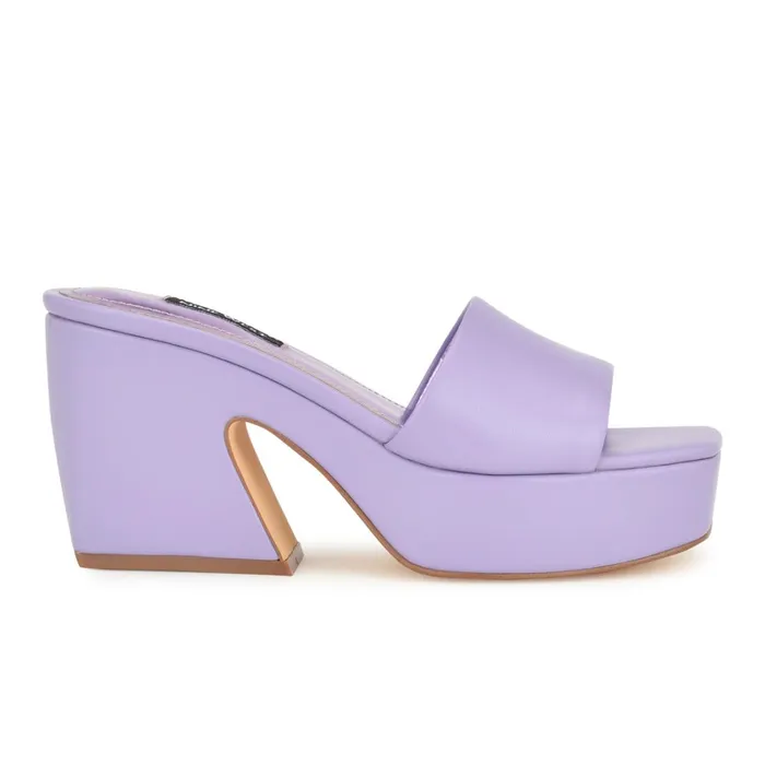 Oklee Platform Slide Sandals Lilac Women Nine West Mid Heels