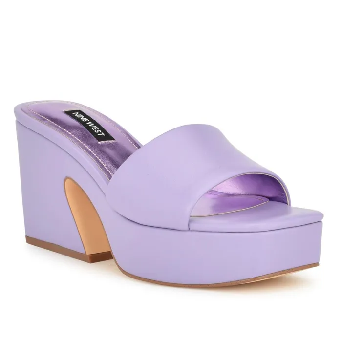 Oklee Platform Slide Sandals Lilac Women Nine West Mid Heels Oklee Platform Slide Sandals Lilac Women Nine West Mid Heels