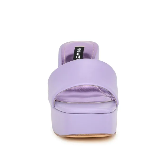 Oklee Platform Slide Sandals Lilac Women Nine West Mid Heels Oklee Platform Slide Sandals Lilac Women Nine West Mid Heels