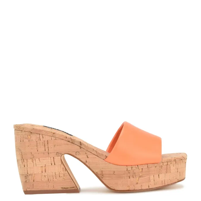 Oklee Platform Slide Sandals Perfect Orange Women Nine West Platforms