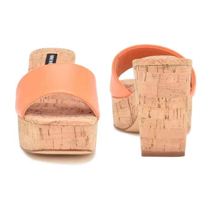 Oklee Platform Slide Sandals Perfect Orange Women Nine West Platforms Oklee Platform Slide Sandals Perfect Orange Women Nine West Platforms