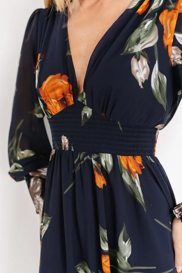 Olivia Maxi Dress Midnight Navy Floral Women Baltic Born Bump Friendly