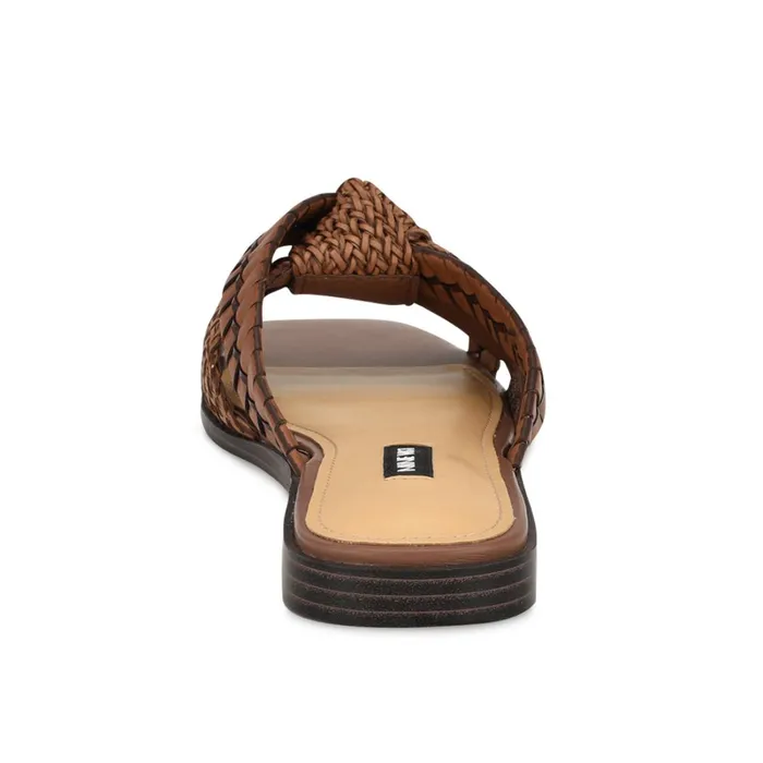 Olson Knotted Flat Slide Sandals Brown Women Nine West Flats Olson Knotted Flat Slide Sandals Brown Women Nine West Flats