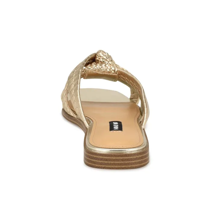 Olson Knotted Flat Slide Sandals Platino Women Nine West Flats Olson Knotted Flat Slide Sandals Platino Women Nine West Flats