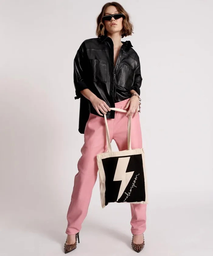 One Teaspoon Bags BLACK LIGHTNING BOLT TOTE BAG 8211 Women
