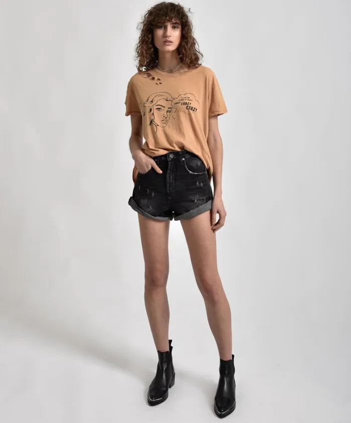 One Teaspoon Basic Tees CRAZY CRAZY CRAZY TEE 8211 Women One Teaspoon Basic Tees CRAZY CRAZY CRAZY TEE 8211 Women