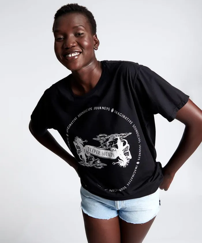 One Teaspoon Basic Tees DEEPER SOUNDSCAPE ORGANIC UNISEX TEE 8211 Women