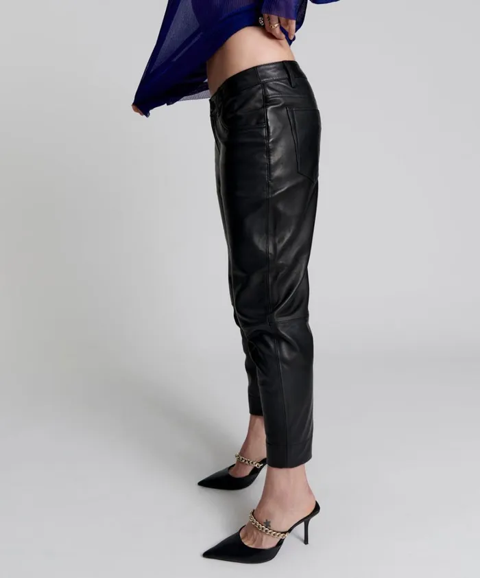 One Teaspoon Bottoms BROOKLYN CROPPED LEATHER BOYFRIEND PANT 8211 Women One Teaspoon Bottoms BROOKLYN CROPPED LEATHER BOYFRIEND PANT 8211 Women