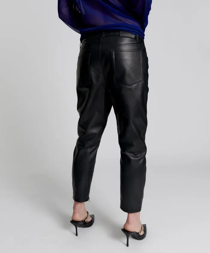One Teaspoon Bottoms BROOKLYN CROPPED LEATHER BOYFRIEND PANT 8211 Women One Teaspoon Bottoms BROOKLYN CROPPED LEATHER BOYFRIEND PANT 8211 Women
