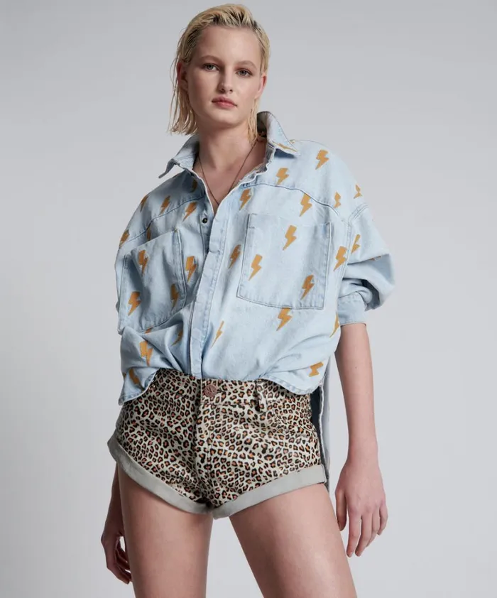 One Teaspoon Bottoms LEOPARD PRINT LEATHER LOW WAIST BANDITS 8211 Women