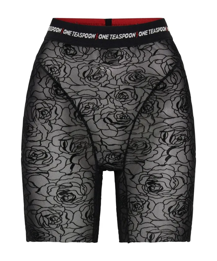 One Teaspoon Bottoms POISON ROSE MESH BIKE SHORTS 8211 Women One Teaspoon Bottoms POISON ROSE MESH BIKE SHORTS 8211 Women