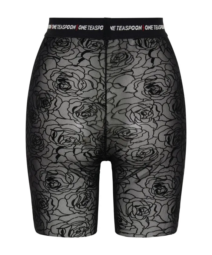 One Teaspoon Bottoms POISON ROSE MESH BIKE SHORTS 8211 Women One Teaspoon Bottoms POISON ROSE MESH BIKE SHORTS 8211 Women