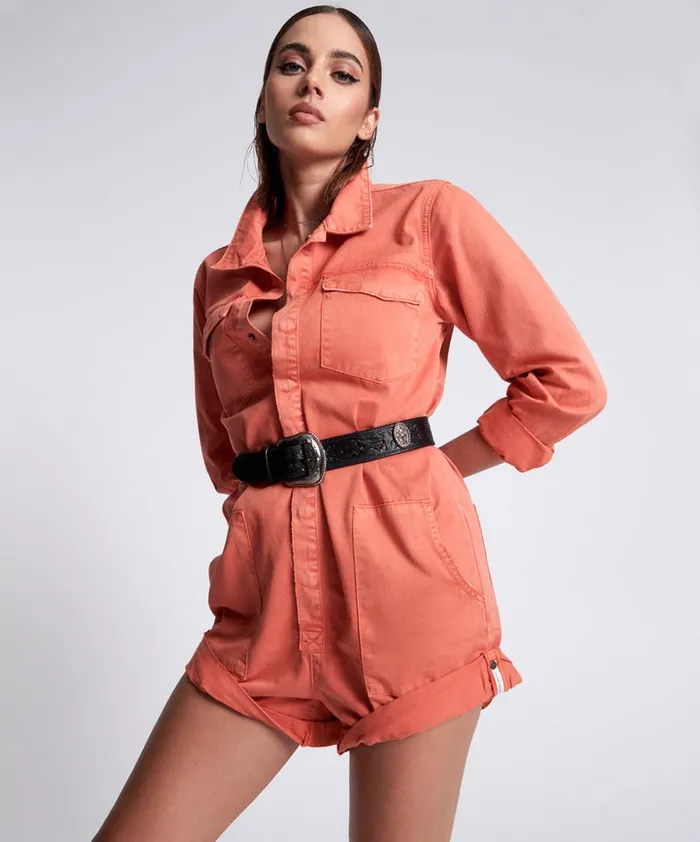 One Teaspoon Denim Jumpsuits ENVIOUS ORANGE CARGO PROPHECY JUMPSUIT 8211 Women