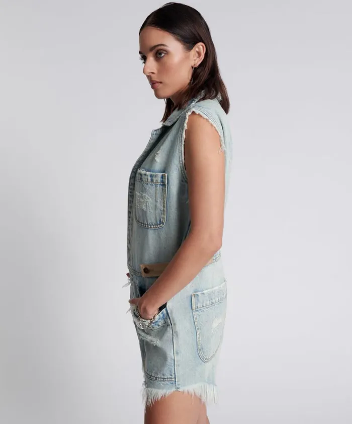 One Teaspoon Denim Jumpsuits KANSAS BLUE PALISADES OVERALL 8211 Women One Teaspoon Denim Jumpsuits KANSAS BLUE PALISADES OVERALL 8211 Women