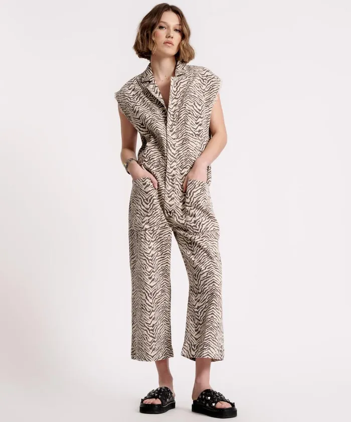 One Teaspoon Denim Jumpsuits ZEBRA SAFARI CAMP OVERALL 8211 Women