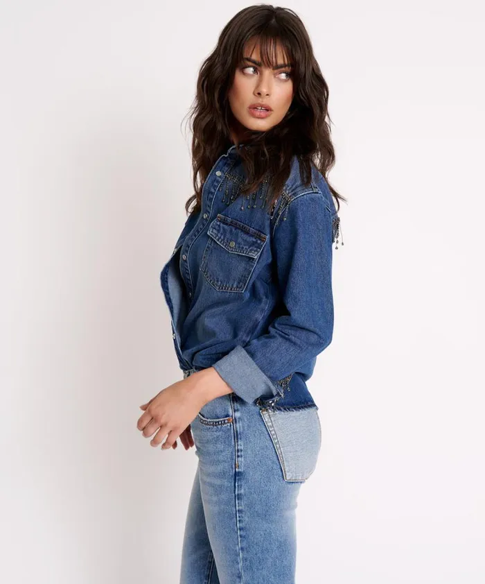 One Teaspoon Denim Shirts RAZZLE DAZZLE WESTERN SHIRT 8211 Women One Teaspoon Denim Shirts RAZZLE DAZZLE WESTERN SHIRT 8211 Women