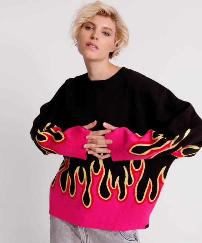 One Teaspoon Knitwear ON FIRE INTARSIA SWEATER 8211 Women