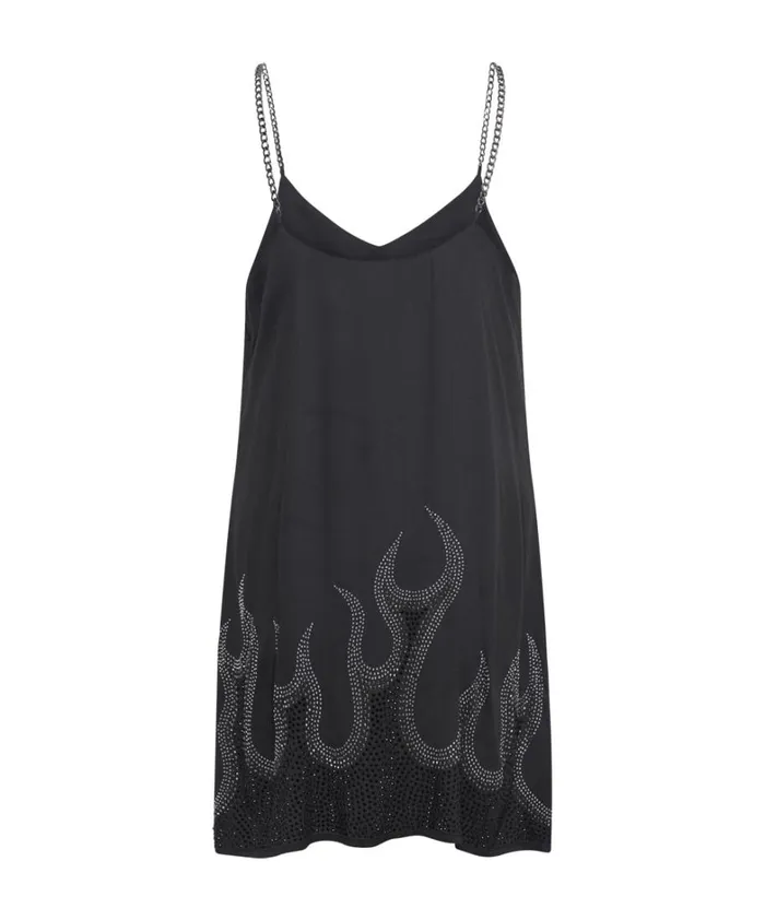 One Teaspoon Mini Dresses ON FIRE BLACK CRYSTAL SLIP DRESS 8211 Women One Teaspoon Mini Dresses ON FIRE BLACK CRYSTAL SLIP DRESS 8211 Women
