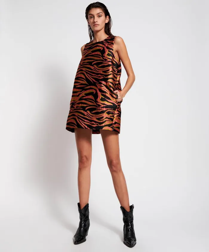 One Teaspoon Mini Dresses PINK ZEBRA SHIFT DRESS 8211 Women One Teaspoon Mini Dresses PINK ZEBRA SHIFT DRESS 8211 Women
