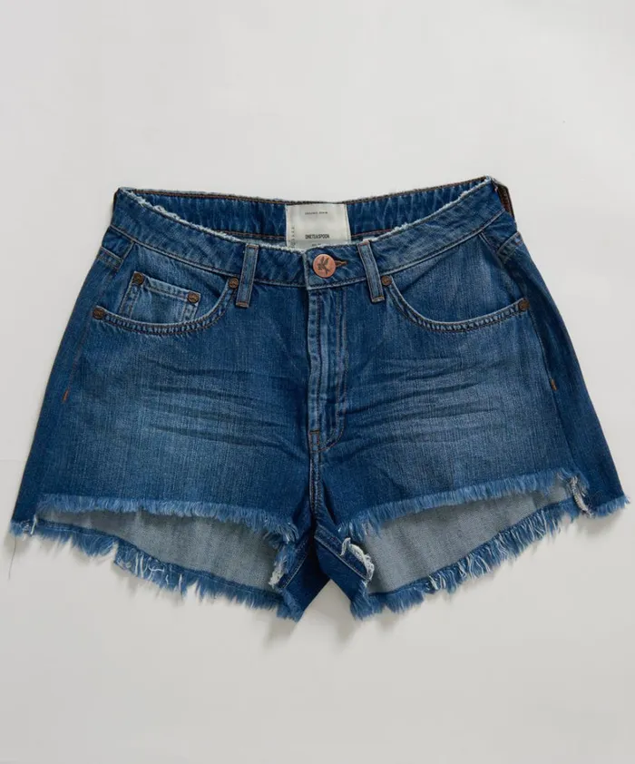 One Teaspoon Organic Tees ORGANIC SURF BLUE TRUCKERS MID WAIST RELAXED SHORT 8211 Women