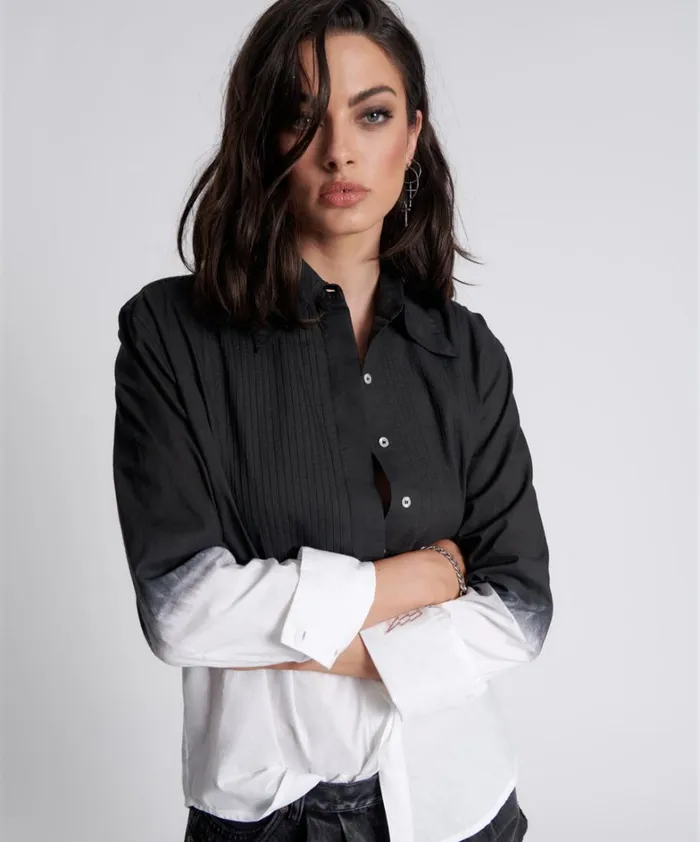 One Teaspoon Shirts FADE OUT TUXEDO SHIRT 8211 Women