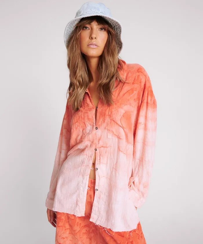One Teaspoon Shirts HAND PAINTED SUNSET MUSLIN LONGLINE SHIRT 8211 Women