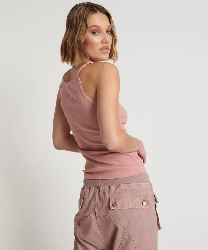 One Teaspoon Tees and Tanks BLUSH BAMBOO LOGO SINGLET 8211 Women One Teaspoon Tees and Tanks BLUSH BAMBOO LOGO SINGLET 8211 Women