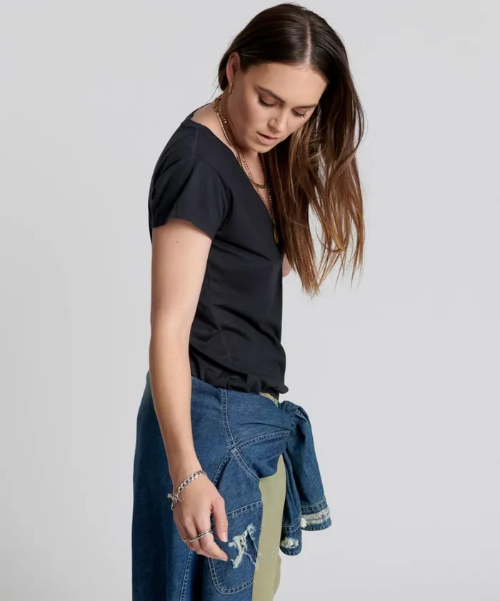 One Teaspoon Tees and Tanks ONE TEASPOON ORGANIC SCOOP NECK BASIC TEE BLACK 8211 Women One Teaspoon Tees and Tanks ONE TEASPOON ORGANIC SCOOP NECK BASIC TEE BLACK 8211 Women