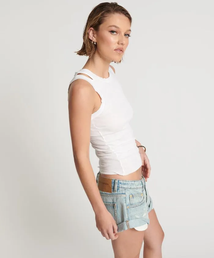 One Teaspoon Tees and Tanks OTS CUT THROUGH FINE RIBBED TANK TOP 8211 Women One Teaspoon Tees and Tanks OTS CUT THROUGH FINE RIBBED TANK TOP 8211 Women