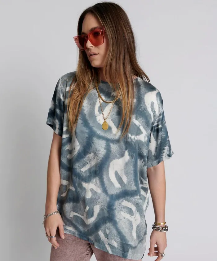 One Teaspoon Tees and Tanks REFLECTION HAND PRINTED SATIN TEE 8211 Women One Teaspoon Tees and Tanks REFLECTION HAND PRINTED SATIN TEE 8211 Women