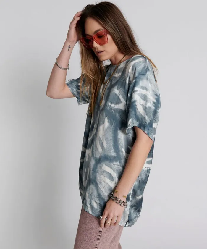 One Teaspoon Tees and Tanks REFLECTION HAND PRINTED SATIN TEE 8211 Women One Teaspoon Tees and Tanks REFLECTION HAND PRINTED SATIN TEE 8211 Women