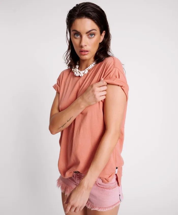 One Teaspoon Tees and Tanks TERRACOTTA LUCKY 8 BOYFRIEND TEE 8211 Women One Teaspoon Tees and Tanks TERRACOTTA LUCKY 8 BOYFRIEND TEE 8211 Women