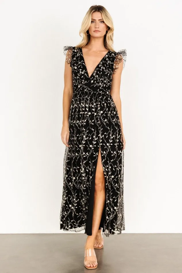 Orza Embroidered Maxi Dress Black Women Baltic Born Tulle Styles