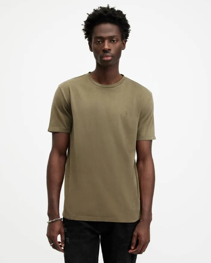 Ossage Crew Neck Slim Ramskull TShirt Avo Green Men AllSaints TShirts