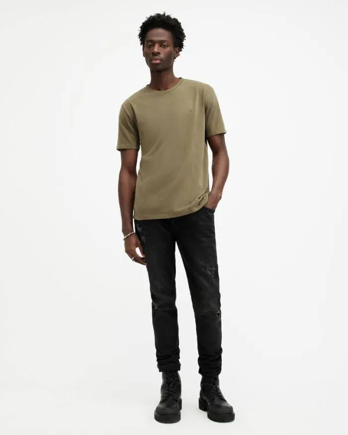 Ossage Crew Neck Slim Ramskull TShirt Avo Green Men AllSaints TShirts
