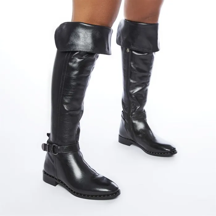 Over The Knee Boots Women Moda In Pelle Tori Black Leather