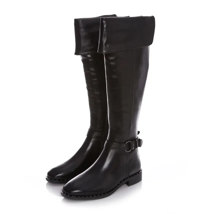 Over The Knee Boots Women Moda In Pelle Tori Black Leather
