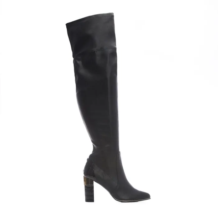 Over The Knee Boots Women Moda In Pelle Valentinne Black Porvair