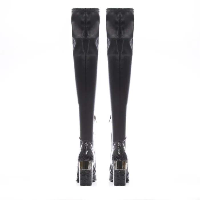 Over The Knee Boots Women Moda In Pelle Valentinne Black Porvair