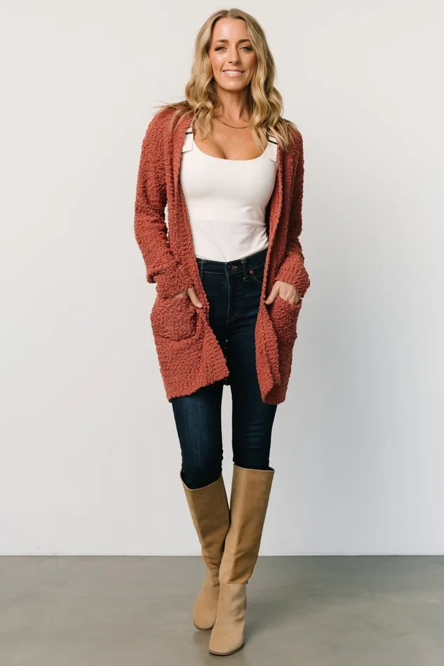 Oxford Pocket Cardigan Rust Women Baltic Born Sweaters