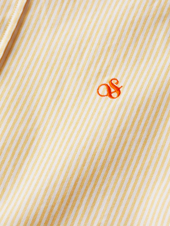 Oxford Stripe Tropical Pink White Stripe Men Scotch and Soda Shirts