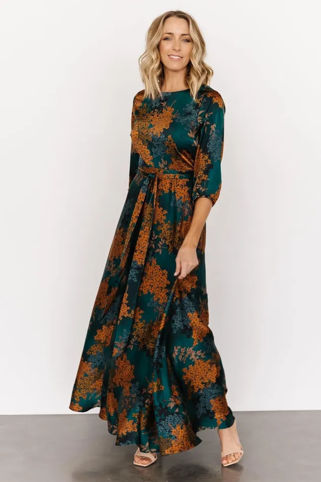 Paula Satin Maxi Dress Jade Multi Women Baltic Born Bump Friendly Paula Satin Maxi Dress Jade Multi Women Baltic Born Bump Friendly
