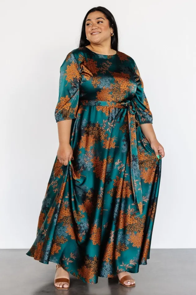 Paula Satin Maxi Dress Jade Multi Women Baltic Born Bump Friendly Paula Satin Maxi Dress Jade Multi Women Baltic Born Bump Friendly