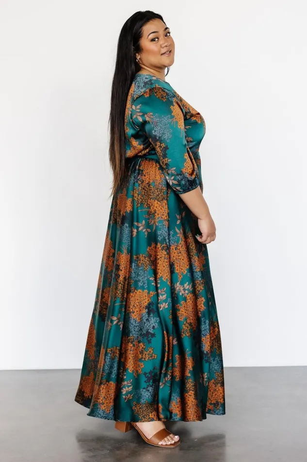 Paula Satin Maxi Dress Jade Multi Women Baltic Born Bump Friendly Paula Satin Maxi Dress Jade Multi Women Baltic Born Bump Friendly