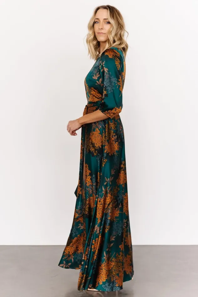 Paula Satin Maxi Dress Jade Multi Women Baltic Born Bump Friendly Paula Satin Maxi Dress Jade Multi Women Baltic Born Bump Friendly