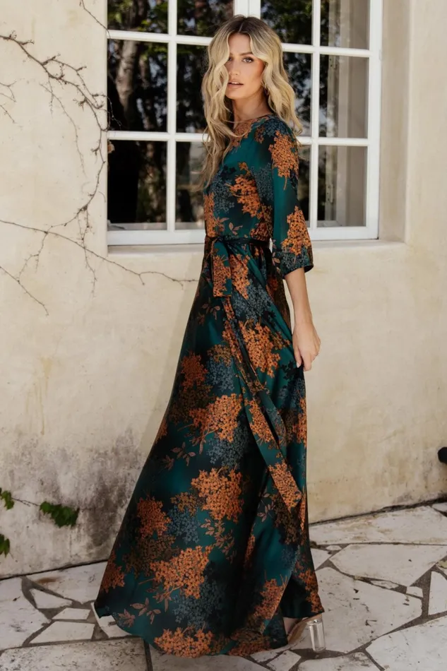 Paula Satin Maxi Dress Jade Multi Women Baltic Born Bump Friendly Paula Satin Maxi Dress Jade Multi Women Baltic Born Bump Friendly