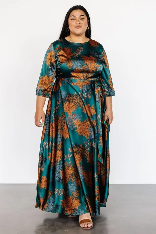 Paula Satin Maxi Dress Jade Multi Women Baltic Born Bump Friendly Paula Satin Maxi Dress Jade Multi Women Baltic Born Bump Friendly