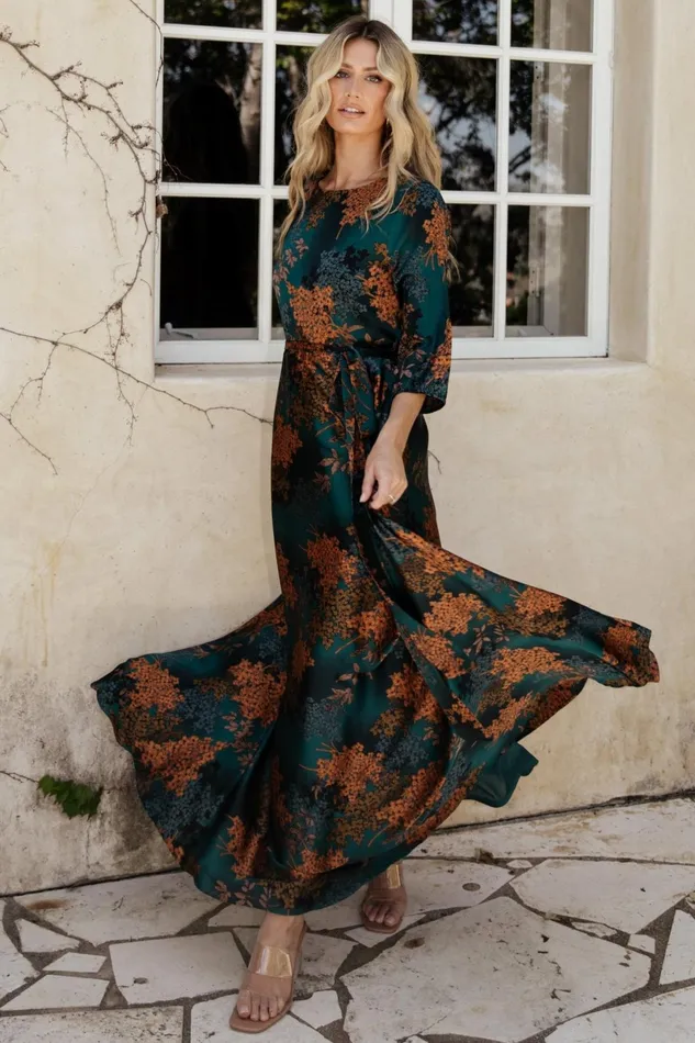 Paula Satin Maxi Dress Jade Multi Women Baltic Born Bump Friendly Paula Satin Maxi Dress Jade Multi Women Baltic Born Bump Friendly